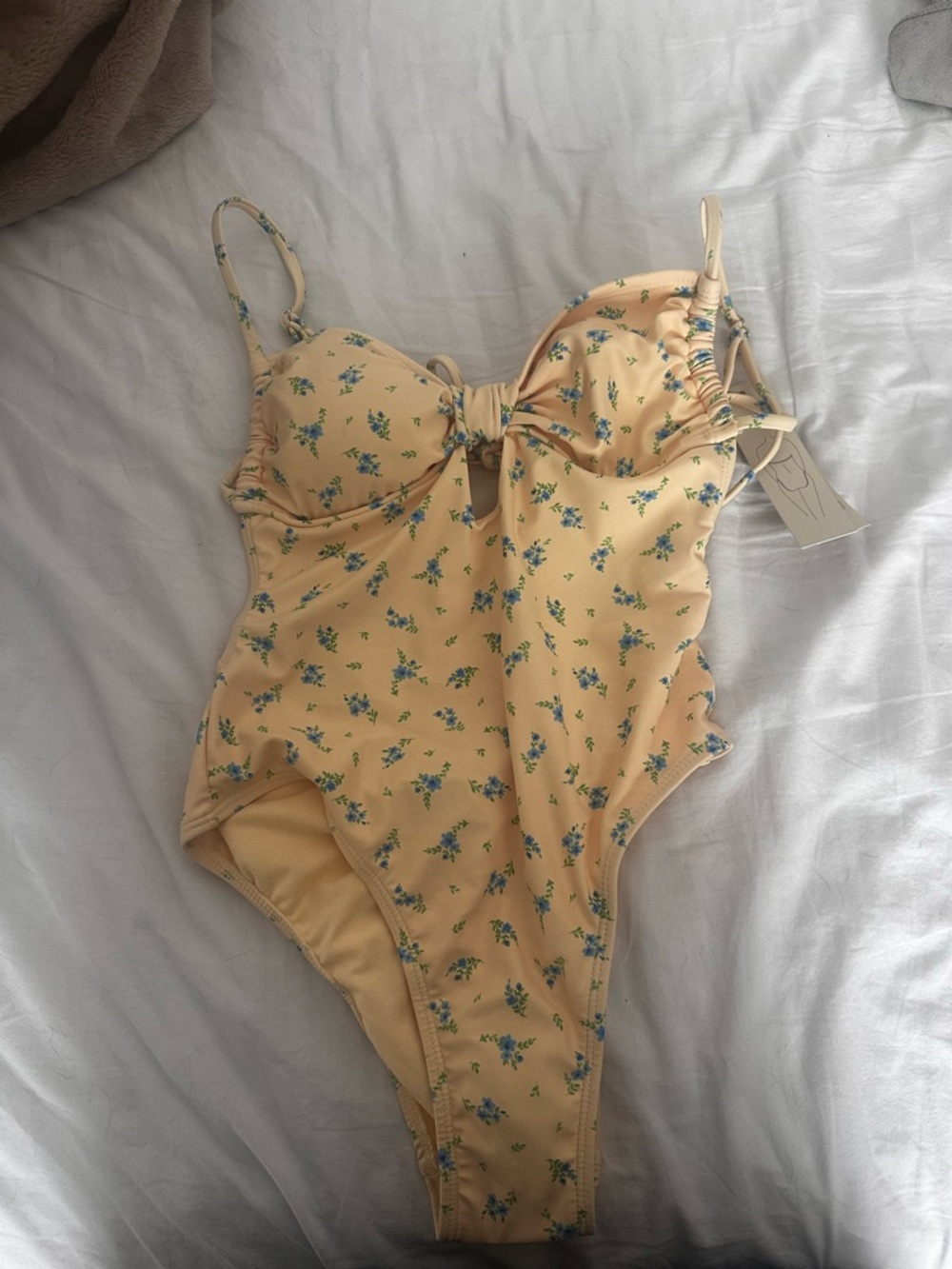 Women’s One Piece Swimsuit in Light Peach Floral